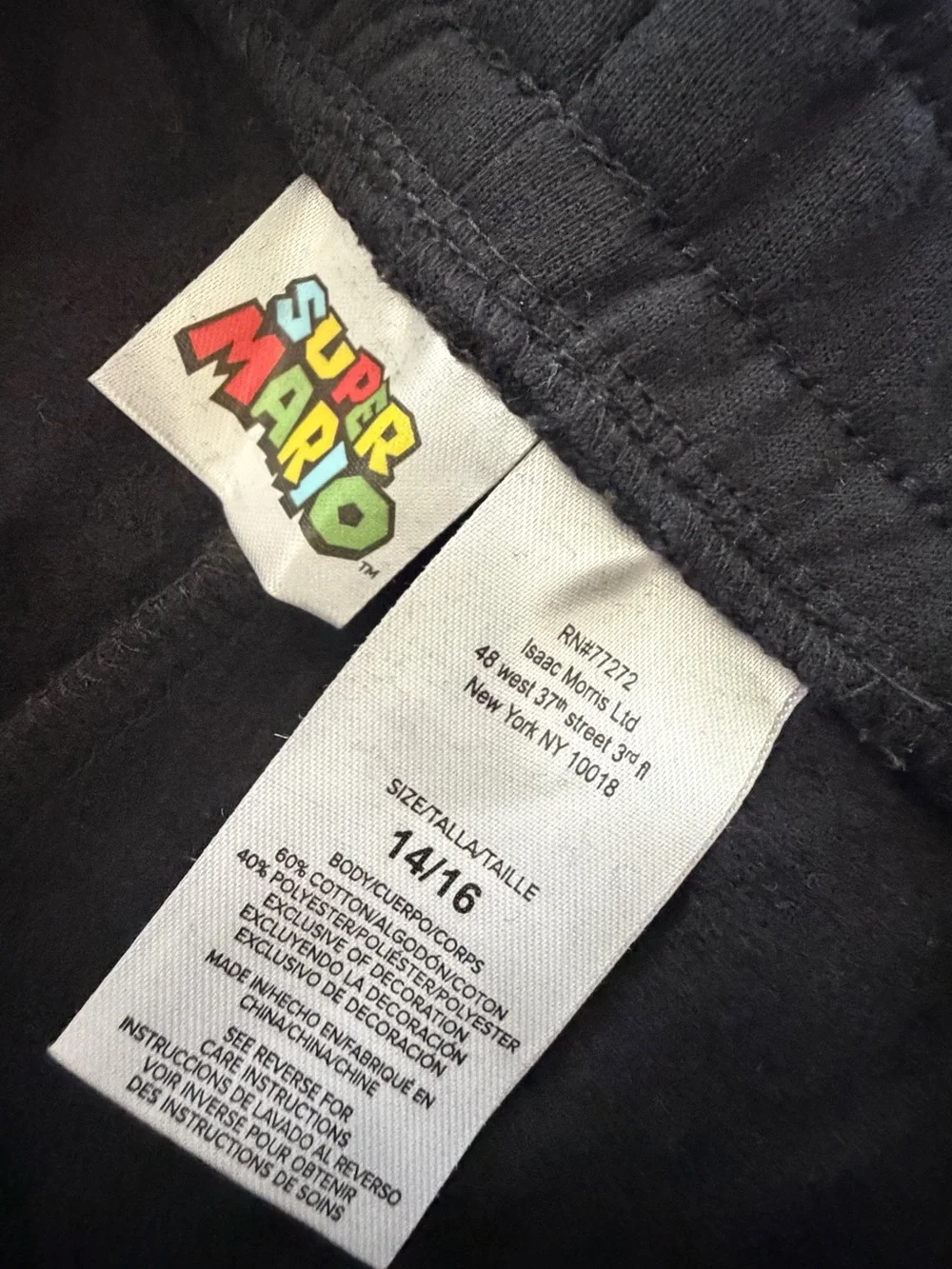 Nintendo Super Mario Multicolor Logo on Black Shirt Tag L ( 10/12)